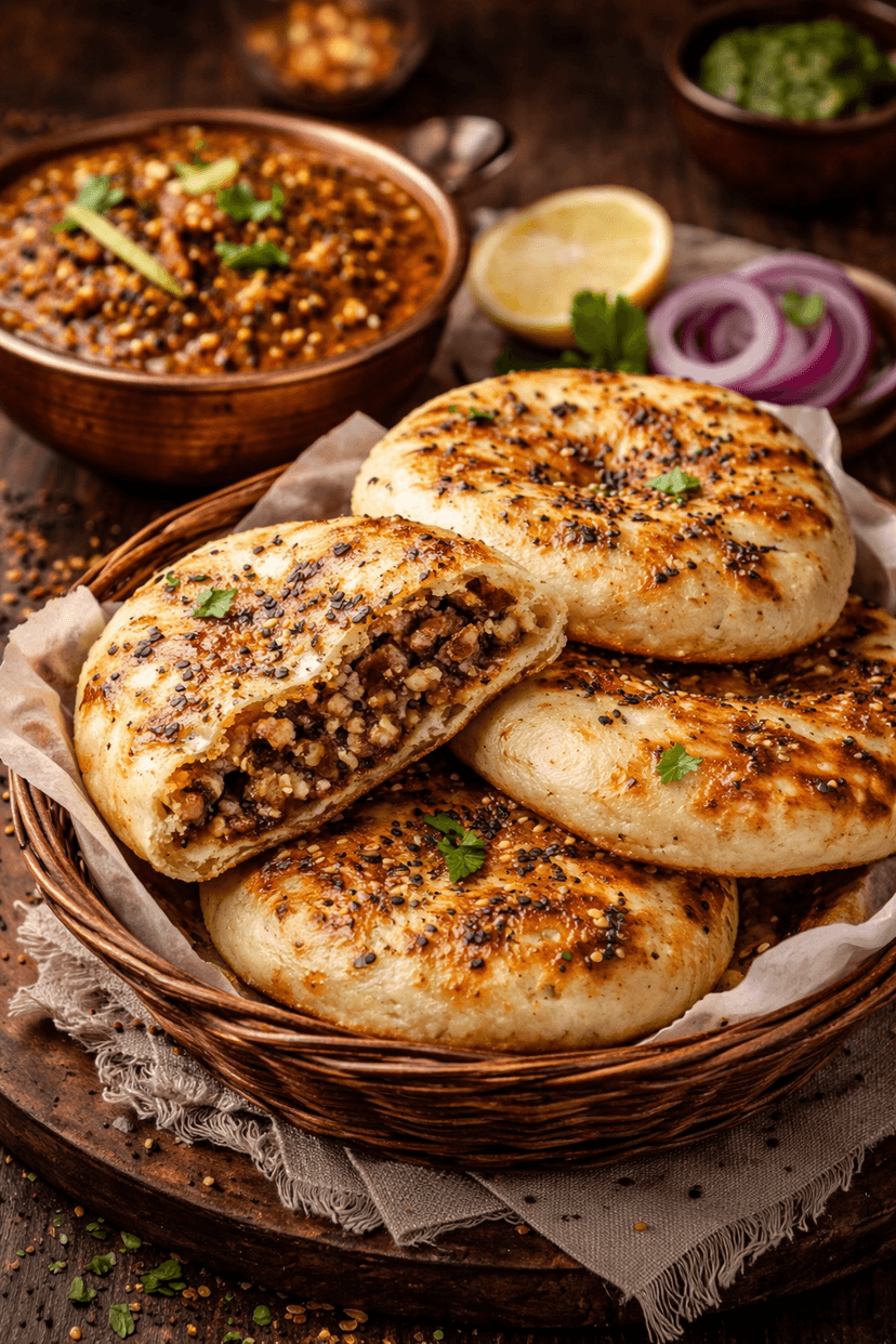 Mutton Keema Kulcha with Gravy